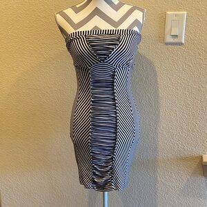 Free People Black and White Strapless Dress